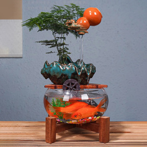 Decoración de escritorio de porche creativa China moderna sin atomizador pecera de vidrio de cerámica con olla <span class=keywords><strong>suspendida</strong></span> - Product Image 4