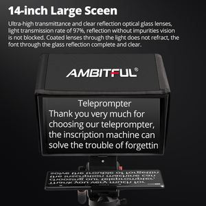 Ambitful T14 PRO, apuntador de pantalla grande, entrevista profesional, teleprompter plegable para teléfono inteligente, cámara DSLR, grabación de vídeo en vivo - Product Image 3