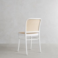 Chaises de salle à manger italiennes vintage design nordique moderne en bois de chêne tissé rotin dos café