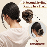 2026 Chignon synthétique lisse et élégant, type scrunchie, pour chignon ou queue de cheval, blond cassé