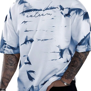 Camiseta de punto para hombre con estampado gráfico tie-dye, cuello redondo, manga corta, antiarrugas, transpirable, informal, para verano. - Product Image 6