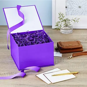 Coffret rigide avec Logo personnalisé, boîte Cadeau de luxe en carton remplie de papier, boîte rigide avec ruban Large, durable, 50 pièces