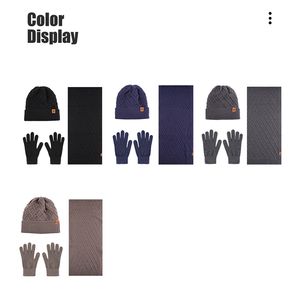 Biểu Tượng Tùy Chỉnh Beanie Cashmere Pha Trộn Hai Lớp Lông Cừu Lót Phù Hợp Cho Mùa Đông Ngoài Trời Cho Người Đàn Ông Món Quà Beanie Găng Tay Khăn <span class=keywords><strong>3</strong></span> Mảnh Thiết Lập - Product Image 4