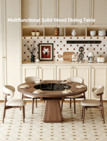 Table et chaises multi-usages extensibles en bois massif de style français, adaptées aux hôtels, restaurants et maisons