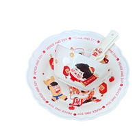 Service de vaisselle en céramique Série Danse du Lion, idéal pour le Nouvel An chinois et les mariages, cadeau de grande valeur, compatible micro-ondes, avec tasses à eau, édition annuelle