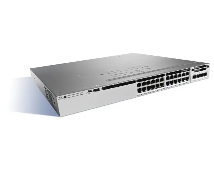 Sakelar Ethernet Gigabit 24-Port bekas 3850-24T-L | WS-C3850-24T-L | Perangkat lunak dasar LAN, dapat ditumpuk, Managed Network Switch