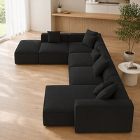 Canapé d'angle modulable Amperui en forme de L, sectionnel surdimensionné, moderne, rembourré en tissu éponge, pieds écologiques