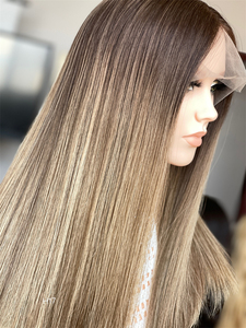 2024 le plus populaire timide juif HD dentelle haut perruque 100% vierge Remy cheveux brésiliens Super légère couche blonde droite pour les femmes blanches - Product Image 5