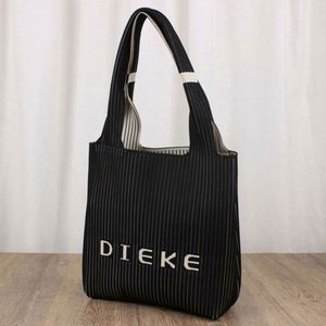 Sac fourre-tout tricoté imperméable à motif personnalisé, nouvelle collection 2025, vente en gros, fermeture éclair, poche intérieure, idéal pour le shopping - Product Image 3