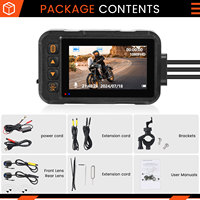 Podofo 3,0 "cámara de salpicadero de motocicleta Full HD 720P grabadora de conducción Vista frontal y trasera motocicleta coche DVR Cámara IP67 impermeable