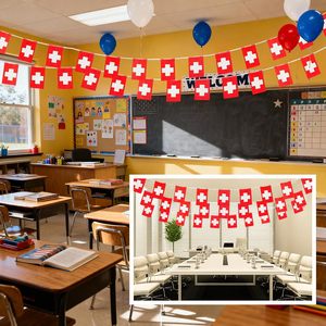 Bandera de Poliéster Duradera de Color Brillante con la Bandera de Suiza para la Escuela, Jardín, Festivales, Decoraciones para Fiestas en Interiores y Exteriores de Suiza - Product Image 6