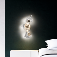 Lampe de sol en cristal luxueuse, design feuille de verre - Lustre doré moderne - Meuble haut de gamme, lumière LED à intensité variable pour salon