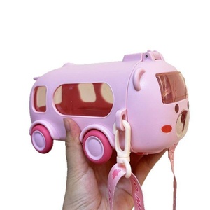 Best Price 500ML Cute Cartoon Bus Water Bottle Cute Children's School <b>Straw</b> Cup <b>Drinking</b> Bottle with <b>Straw</b> and Rope - Product Image 6