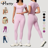 Nouveaux ensembles de vêtements de sport en gros pour femmes : leggings et soutiens-gorge de yoga color-block avec taille élastique en tissu doux pour la gym