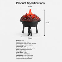Lampe de table décorative autoportante à LED effet flamme de charbon de bois simulée pour des espaces intérieurs chaleureux
