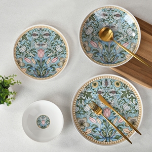 Nouvel ensemble de 24 assiettes de table en porcelaine, service de vaisselle en porcelaine fine, motif floral, assiettes et bols - Product Image 1