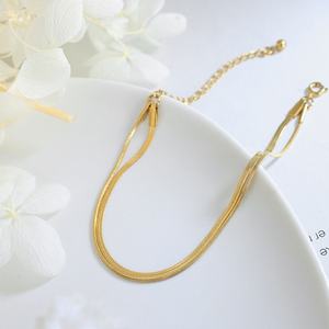 INS Style Double Layer <b>Snake</b> Bone Shape <b>Bracelet</b> Titanium Steel Gold Plating Fashionable Stainless Steel Jewelry Wholesale - Product Image 1