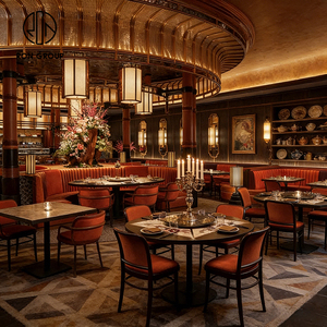 Ensemble de mobilier de <span class=keywords><strong>bistrot</strong></span> et restaurant <span class=keywords><strong>vintage</strong></span> américain en pierre frittée ronde et velours, comprenant <span class=keywords><strong>table</strong></span>, chaises et banquette pour café - Product Image 3