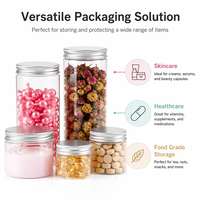Pot en plastique PET de 50 ml à 250 ml avec couvercle, sans BPA, ambre, noir, bleu, transparent, pour crème, conteneur de stockage cosmétique