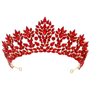 Vente en gros de postiche couronne de mariée baroque en alliage cristal accessoires de mariage diadème rouge bleu vert rose pour les mariages de reconstitution historique - Product Image 2