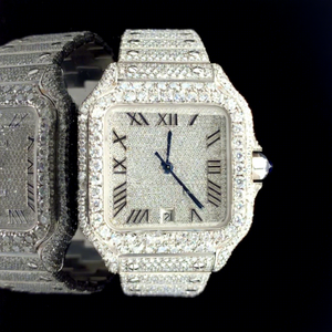 Reloj de Buceo Mecánico VVS con Caja Cuadrada de Acero Inoxidable, Moissanita, Esfera Personalizada, Resistente al Agua 10 Bar, Cierre de Pulsera, Estilo Hip Hop - Product Image 1