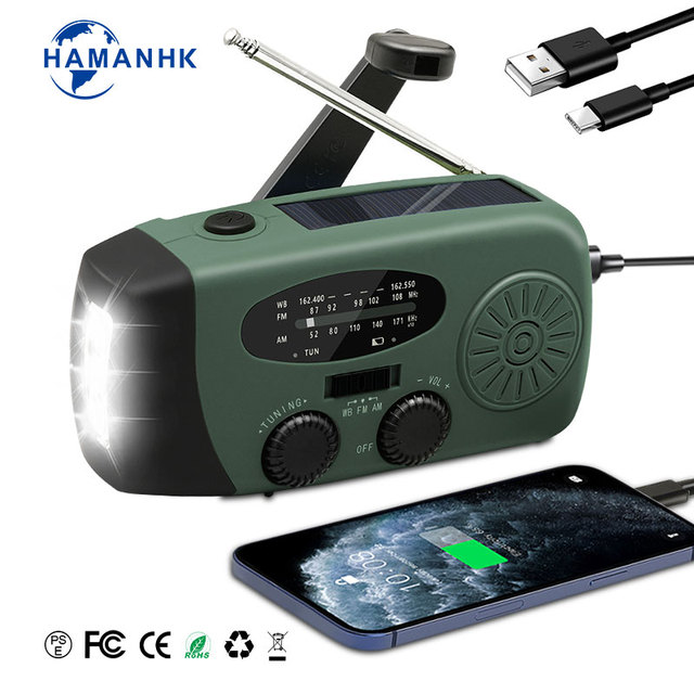 Oem Portable Rechargeable Emergency Solar Hand Crank 2000Mah Solar Powered Survival Products Hand Crank Emergency Radio