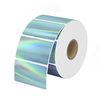 Étiquettes thermiques autocollantes en PET imprimables personnalisées, holographiques argentées, imperméables, recyclables, autocollants arc-en-ciel, emballage de Noël