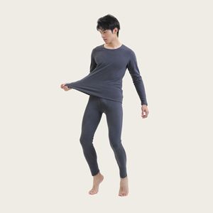 Conjunto de pijama térmico de seda de Cachemira para otoño e invierno al por mayor, pantalones de doble cara con terciopelo grueso, ropa de dormir para hombres y mujeres - Product Image 5