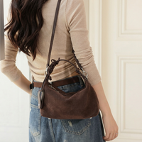 Tas Selempang Wanita Desain Vintage Musim Gugur Berkualitas Premium OEM ODM Pabrik, Tali Lepas Pasang, Model Hobo, Tahan Lama