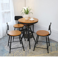Vente en gros de fourniture d'usine Mini table basse et chaise rondes en bois et en métal pour coin réglable en hauteur antique