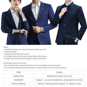 Màu Xanh Hải Quân Người Đàn Ông Của 3-Mảnh Mỏng Phù Hợp Với Phù Hợp Với Áo Khoác Thoáng Khí Blazer Quần Vest Nhà Máy Giá Cho Prom Phù Thủy Đám Cưới Mảnh - Product Image 4