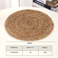 Nouveaux sets de table ronds en paille tressée faits à la main, dessous de plat isolants pour tasses et bols, tapis de décoration de table en gros