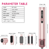 Brosse coiffante à air chaud 5 en 1, sèche-cheveux ionique 1000W avec écran LED pour salon de beauté, usage domestique, usine OEM, vente en gros