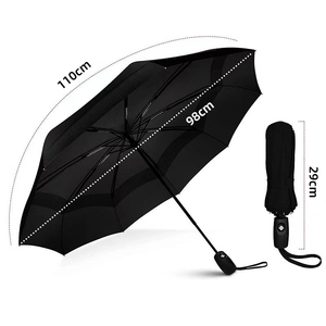 Parapluie pliant personnalisé anti-vent compact avec logo – Parapluie automatique double auvent pour cadeaux d'affaires - Product Image 6