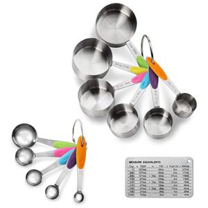 Cuchara <span class=keywords><strong>medidora</strong></span> de acero inoxidable ajustable al por mayor, juego de tazas medidoras y cucharas de <span class=keywords><strong>1</strong></span>/<span class=keywords><strong>4</strong></span> cucharaditas de 8 piezas - Product Image 1