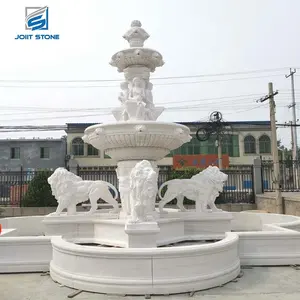Ручной работы большой открытый сад мраморный камень бассейн 3 уровня мраморный фонтан статуя