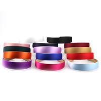 Headband Satin Mengkilap 3cm untuk Wanita, Warna Solid Sederhana, Finishing Mengkilap Klasik, Tersedia Berbagai Warna