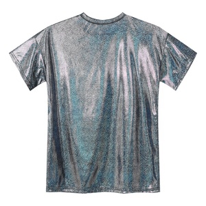 Camiseta Holográfica para Mujer, Estilo Jazz, Metálica, Manga Corta, Cuello Redondo, Brillante, para Festivales, Fiestas, Rave, Iridiscente, Streetwear - Product Image 5