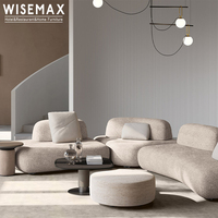 Canapés de salon italiens design WISEMAX FURNITURE, meubles modernes modulaires, canapé d'angle incurvé 7 places.