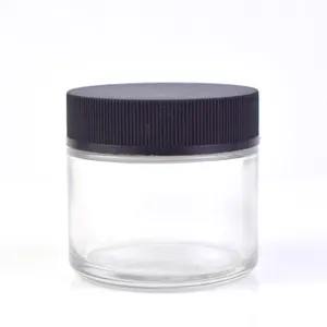 2 Oz FL Clear Glass Straight Sided Container Smell Proof Airtight Child Resistant Glass Jar 3.5g 1/8oz