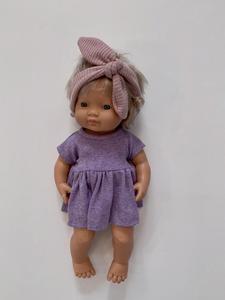 Col rond Lavande Côtelé Vêtements De Poupée Goutte Épaule Été <span class=keywords><strong>Minikane</strong></span> Poupée Robe - Product Image 5