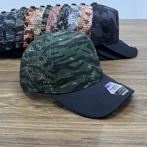 Casquette de golf camouflage vert noir à visière incurvée, chapeau de performance imperméable à 5 panneaux avec logo personnalisé, perforée et respirante, pour homme et femme - Product Image 5