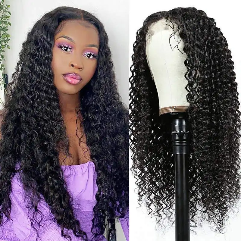 190% Density 13x4 Water 36 360 30in 20" Customized 30" Malaysian 38inch Curly 4x4 13*4 Long Deep Wave Human Hair Wig Lace Front
