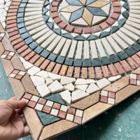 Mosaïque carrée en marbre naturel, motif géométrique étoilé, panneau de mosaïque en pierre concassée pour la décoration des sols et des murs