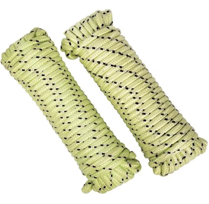 Corde de Nylon paracorde, 20 m, 1/4 pouces par 50 pieds, 16 brins tressés, fluorescente, lueur dans la nuit