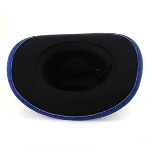 Chapeau de <span class=keywords><strong>cowboy</strong></span> en feutre texturé irisé bleu nuit, unisexe, toutes saisons, style western, personnalisé - Product Image 5