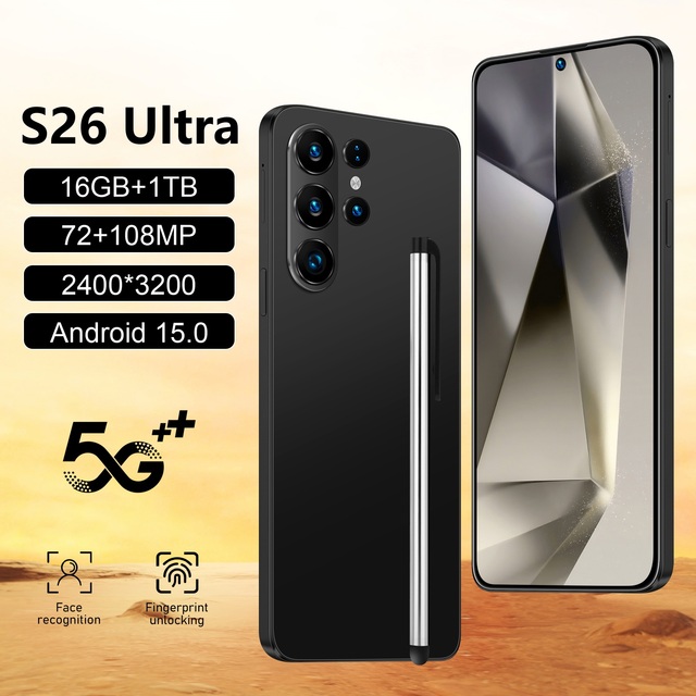 High Performance S26 Ultra 72MP+108MP Camera 5G Smart Mobile Phone With 7.3-inch HD Screen 16GB+1TB Storage Android 15 System