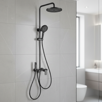 Système de douche thermostatique à poignée unique en laiton poli chromé avec jet de pluie pour salles de bain d'hôtel