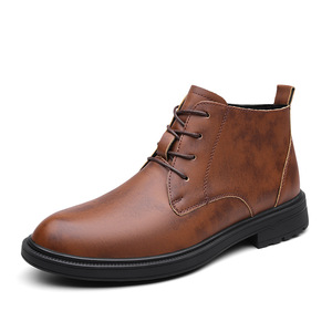 Bottes Martin pour Hommes en Cuir Véritable, Bout Rond, Talon Plat, Semelle Extérieure Antidérapante en Caoutchouc, Doublure en Microfibre, Style Uni, Idéales pour le Travail et les Affaires - Product Image 5