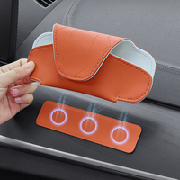 Support magnétique pour lunettes de soleil pour pare-soleil de voiture en cuir Nappa, étui à rabat avec doublure en tissu floqué, aimant puissant, pour BMW Toyota Honda